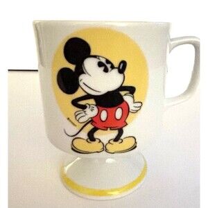 Vintage Classic Mickey Mouse Footed Pedestal Mug Cup Disney 4.25"